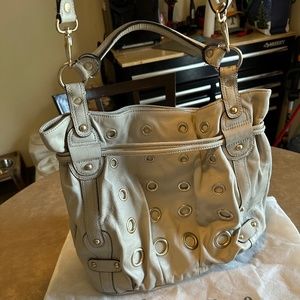 Hype Cream Leather Handbag $300 Shoulder Strap Grommet